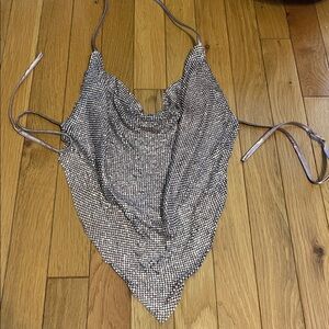 Sparkly purple metallic mesh chainmail bandana going out top